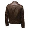 2024 Men Leather Jacket Autumn Winter Business Gentleman Warm Zipper Cardigan Pocket PU Leather Jacket Stand Collar Slim Coat