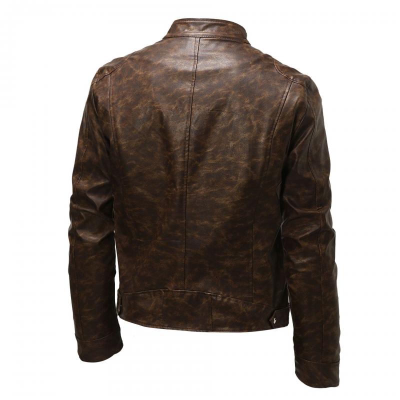 2024 Men Leather Jacket Autumn Winter Business Gentleman Warm Zipper Cardigan Pocket PU Leather Jacket Stand Collar Slim Coat