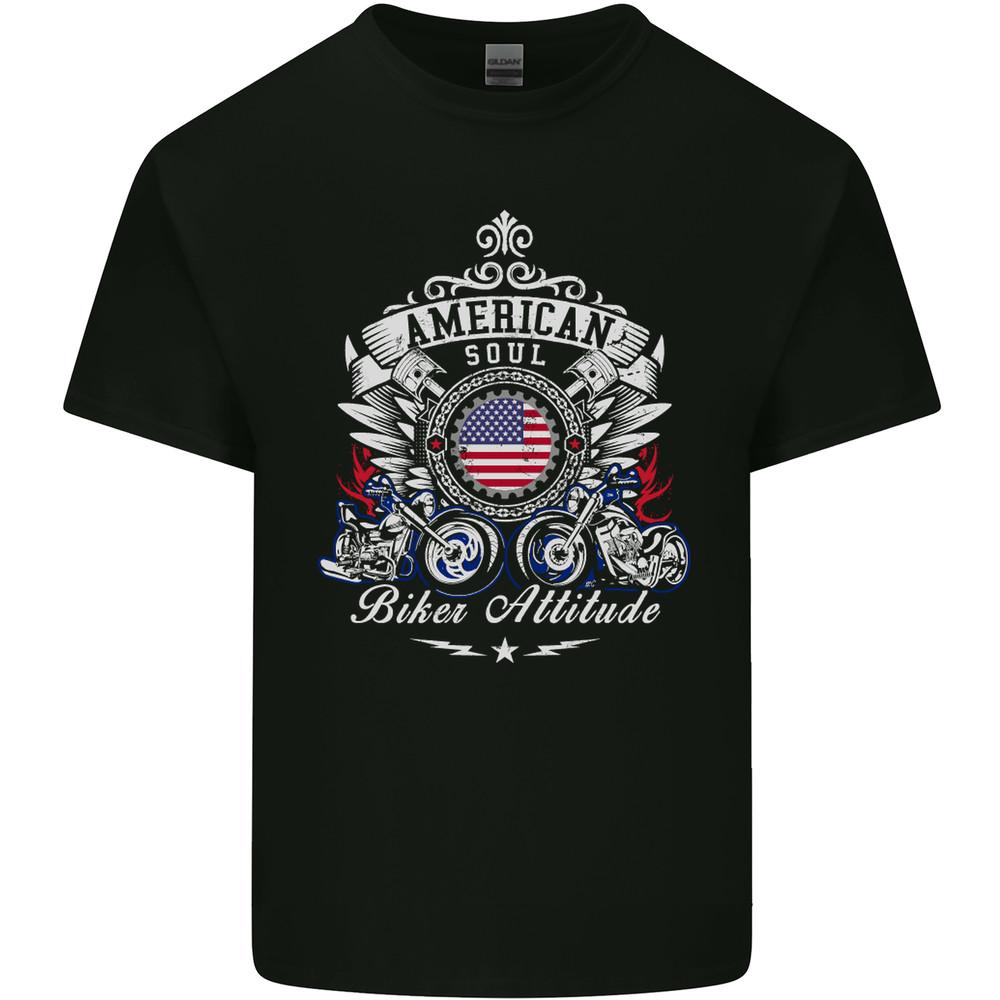 American Biker Attitude Motorcycle America Mens Light Cotton T-Shirt Unisex T-Shirt L