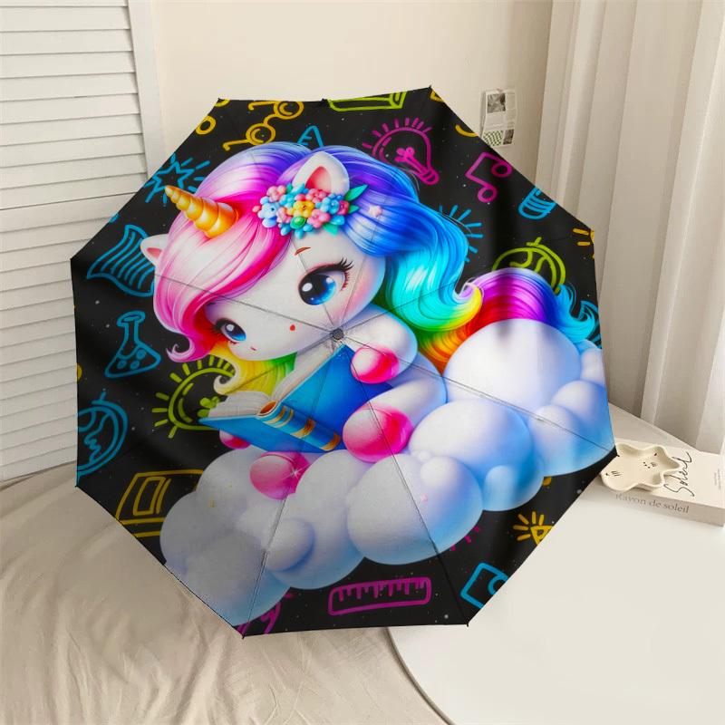 1pc Unicorn Cloud Pattern Umbrella Design Automatic Opening and Closing Umbrella, High-quality Travel Umbrella, c1128030