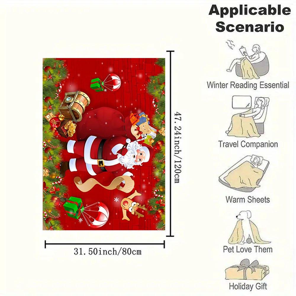 Christmas Santa Claus Gift Card Holder WalletBlanket Flannel Throw Blanket for Sofa, Bed, Travel, Camping, Office, Couch, Chair, And Bed Gif