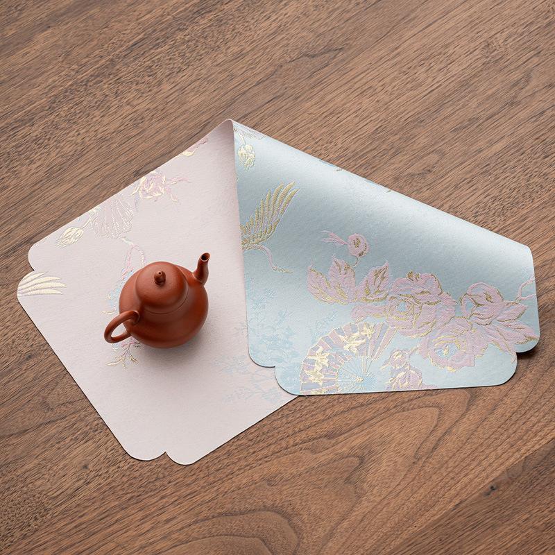 Chinese Style Waterproof Double-sided Dry Brocade Tea Mat Handmade Fabric Retro Teapot Table Mat Cup Mat Tea Table Cloth New