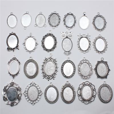 10 Stück 18x25mm Innenmaß Antik Silber Plated 31 Stile Cameo Cabochon Basis Fassungen Anhänger Halskette Zubehör