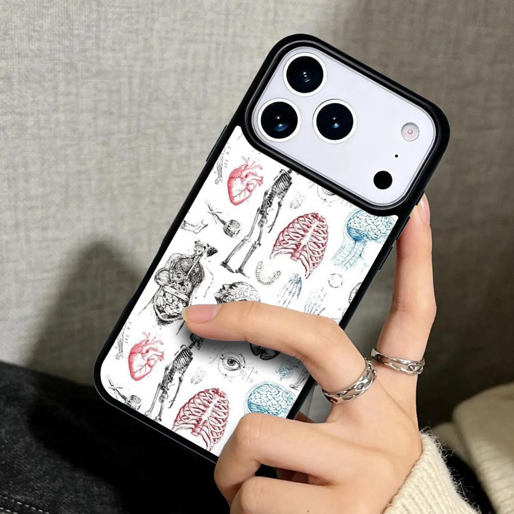 Capa Case for iPhone 17 Air 16 Pro Max 15 Plus 11 13 Mini 14 12 Back Phone Cover Radiological Human Organs Skeleton