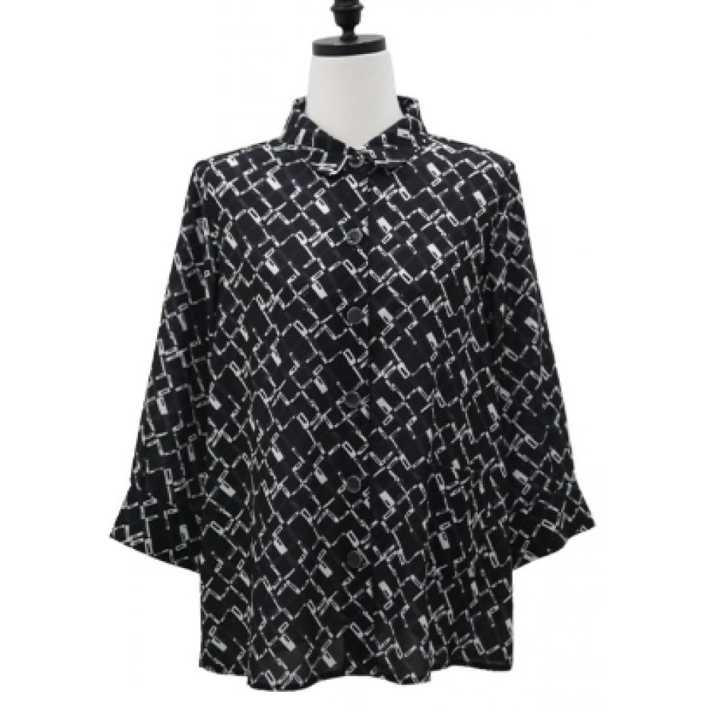 Shiz Madam Single Pocket Check Pattern Blouse T57521
