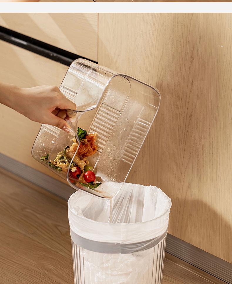 Wall-Mounted Kitchen Trash Can with Scraper - Wet Garbage Storage Bin for Cabinet Doors