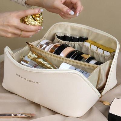 New Large Capacity Accordion Cosmetic Bag - Portable PU Wash Bag for Travel