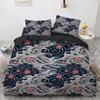 Wave Duvet Cover Set Hokusai Pattern Japanese Ukiyoe Quilt Cover Oriental Sketch Style Ocean Queen Twin Polyester Bedding Set
