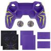 PlayVital Silicone Protective Cover for PS5 Cyber Spider Includes 2 Thumb Grip Caps and 6 Compatible with Charging Dock Purple Green Controller,