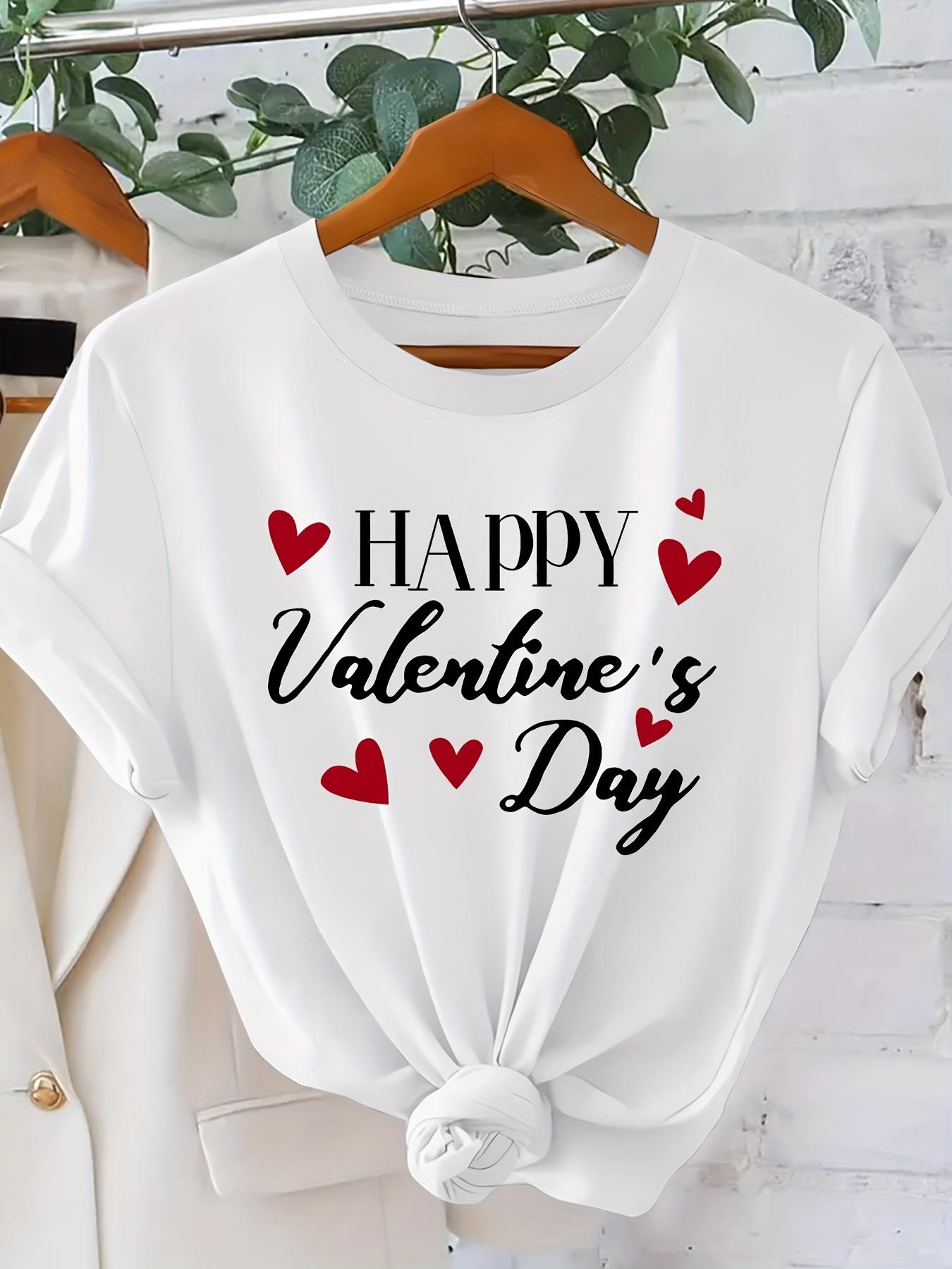 

Женская винтажная футболка на День святого Валентина с принтом в виде сердца - Блузка с коротким рукавом и круглым вырезом с графикой в виде сердца и любовных писем (Европейский размер) S белый