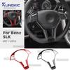 Pour Mercedes Benz SLK R172 2011 2012 2013 2014 2015 2016 Autocollant de Garniture de Panneau de Boutons de Volant de Voiture en Véritable Fibre de Carbone Douce