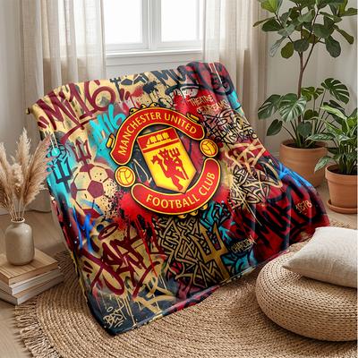 Manchester United Theme Blanket Soft Flannel Blanket Plush Throw Blanket Cozy Sofa Bed Blanket for Home Decor