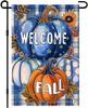 BlissYard Autumn Pumpkin Garden Ag 12x18 Inches Fall Outdoor Decoration Blue Plaid Seasonal Yard Banner Welcome Porch Acce