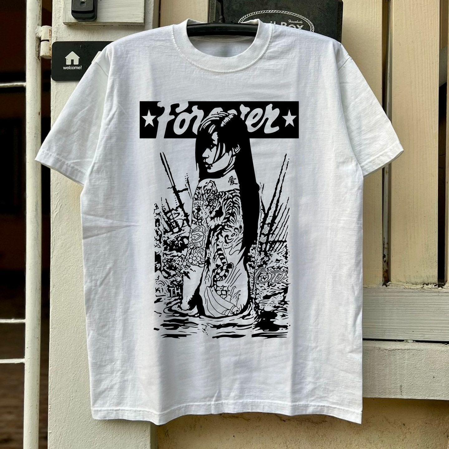 

Ukiyoe Style Shortsleeved Vintage Thrifty Streetwear Oversized Trendy Droppedshoulder Couples Pure Cotton Shortsleeved M