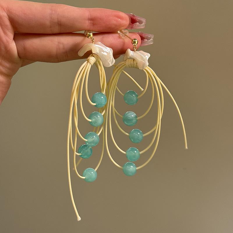 

Серьги-кисточки из многослойной ракушки, простые нишевые высококлассные серьги, модные темпераментные универсальные серьги для женщин