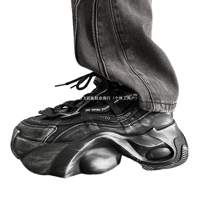 Z Brand Men's 2025 Height-Boosting Retro Sneakers - Breathable, Casual, Autumn Dad Shoes with Thick Soles.