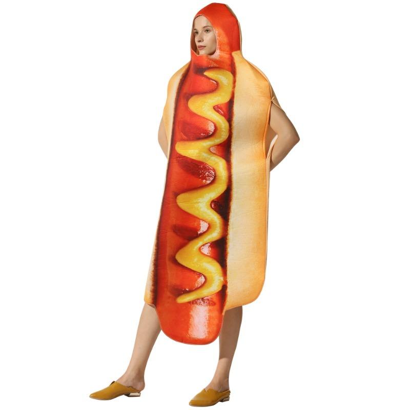 1pcs/set Halloween Hot Dog Costume Polyester Full Body Jumpsuit for Cosplay and Stage Performance Playing Clothing