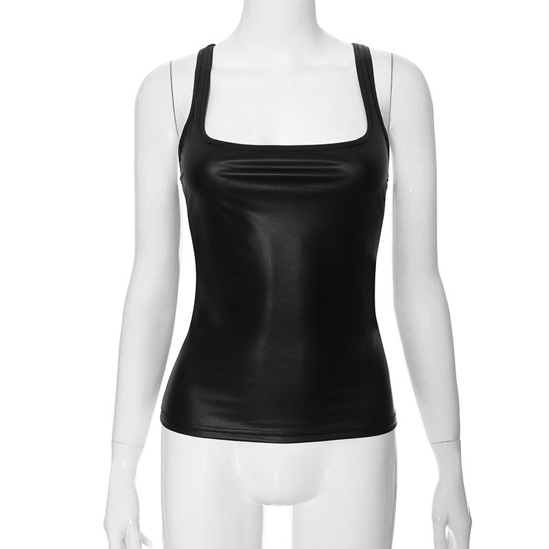 Solid Tanktopp Dame Edgy Klær Y2k Tilbehør Ermeløs Ropa De Mujer Firkantet Krage Camison Sommer Koreansk Mote Klær