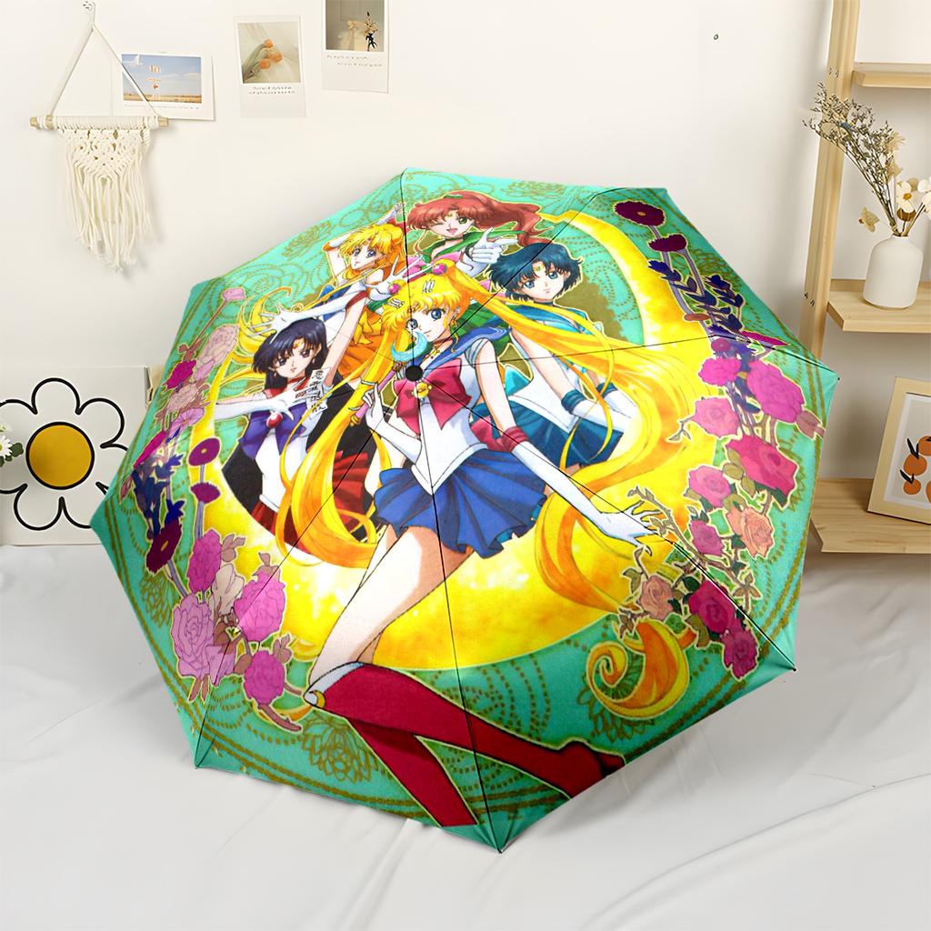 Sailor Moon Adventure Ombrello Automatico Portatile Robusto 8 Stecche Pieghevole Essenziale da Viaggio alla Moda Regalo Spirituale