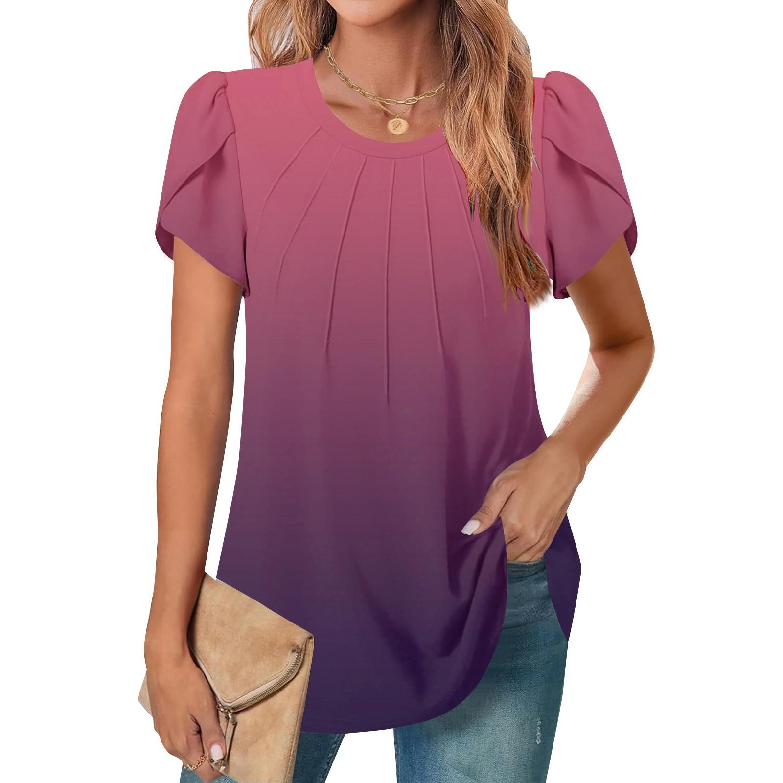 

Женский повседневный топ с круглым вырезом, коротким рукавом, воротником на пуговицах, оборкой на груди, однотонный топ XL винный