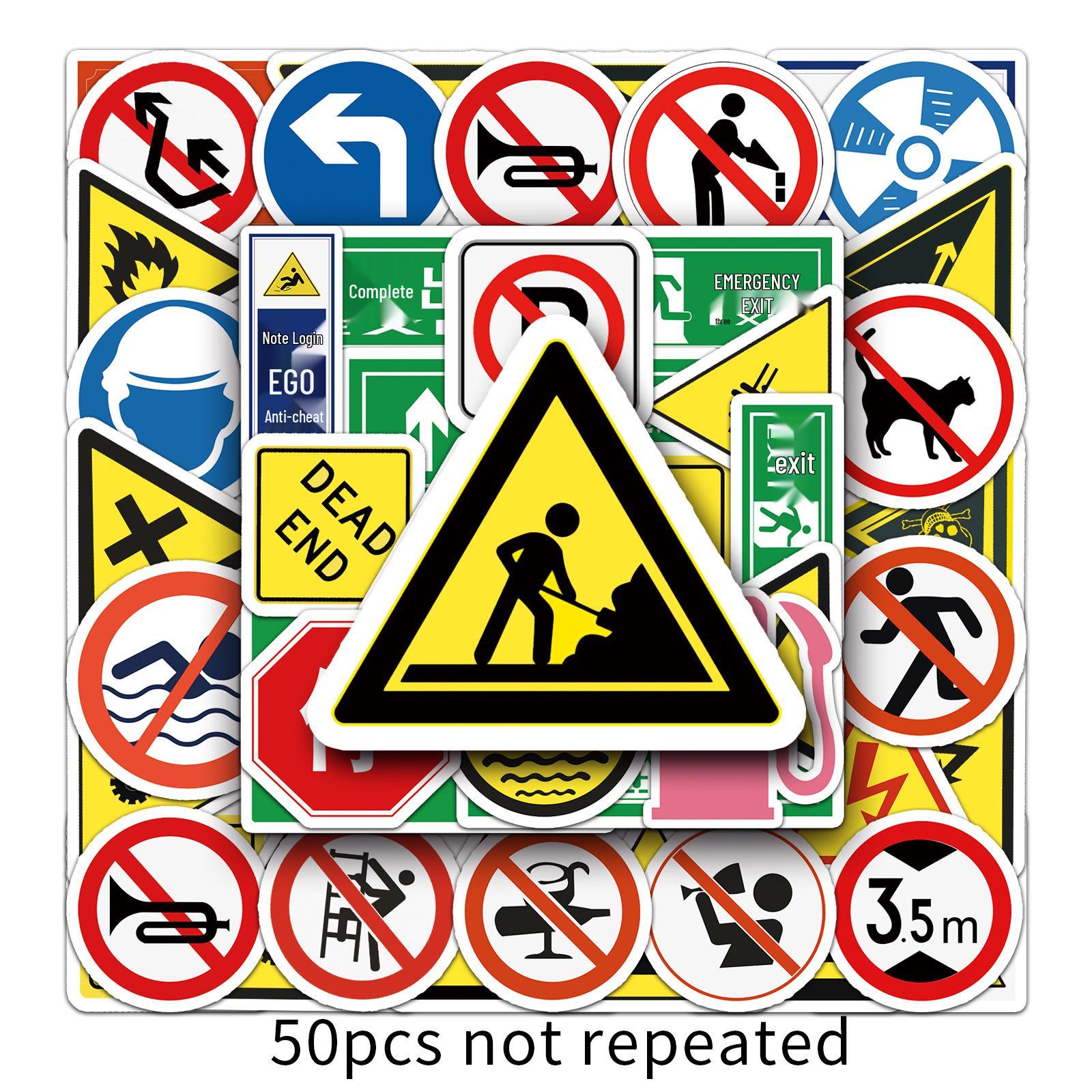 50 Pcs Waterproof Cartoon Stickers for Suitcase, Laptop, Scooter, Car, Road Sign & Graffiti Theme