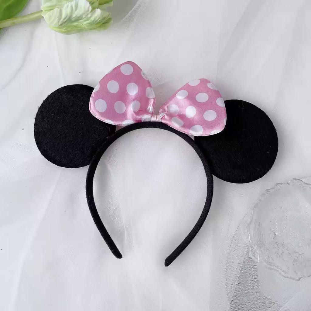 Kinder Mickey Mouse Schwarze Ohren Stirnband mit Schleife - Niedlicher Freizeitpark Minnie Haarclip