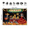 A Halloween Party Banner - A Vibrant Backdrop for a Mexican Altar Celebration Featuring Sugar Skulls Marigolds and Candles