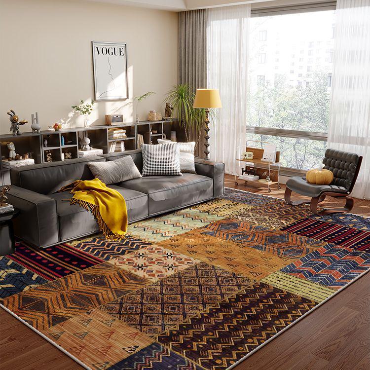 High-Grade French Retro Living Room Rug | Stain-Resistant American Sofa Blanket & Bedroom Floor Mat