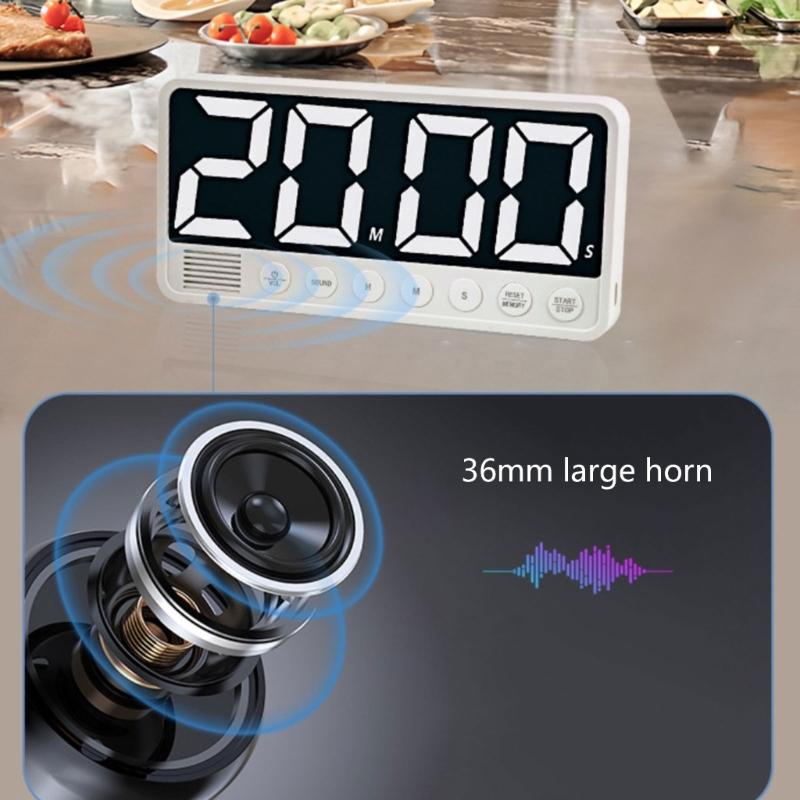 Count Up/Down Timer Tabletop Magnetic Timer for Office Kitchen Rechargeable Digital Timer Stopwatch LED Display Timer