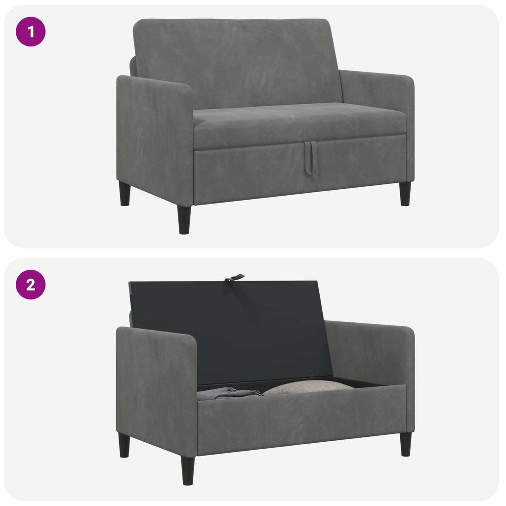 Storage Sofa in Dark Grey 122 x 78 x 87 cm Polyester