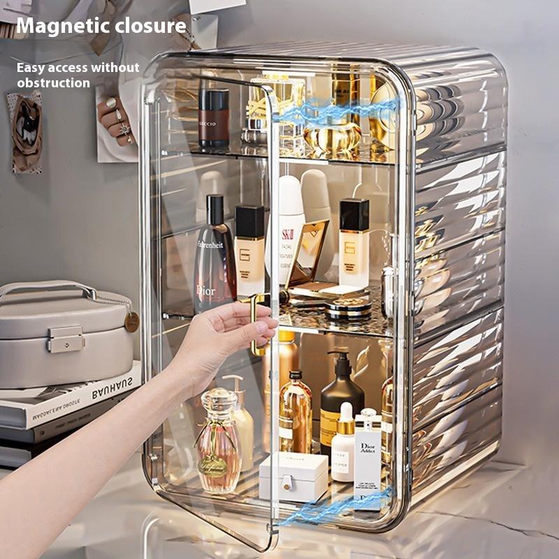 Cosmetics Storage Box Light Luxury Dust Box Dresser Perfume Skin Care Products Powder Mask Large Capacity Storage Shelf