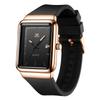 Men's Quartz Wristwatch Date Waterproof Stylish Fashion Classic Silicone Band Rose Gold and Black