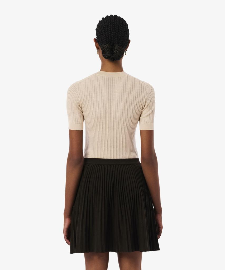 LACOSTE Women'S Fine Merino Wool Rib Knit Short Sleeve Sweater Af4146-56G X6F
