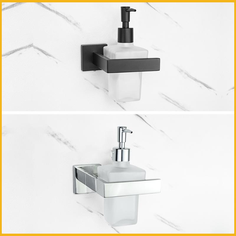 Accesorii negre pentru baie Raft pătrat din oțel inoxidabil Suport pentru prosoape Suport pentru șervețe Cârlig pentru haine Suport pentru pahare Pandantiv pentru perie de toaletă