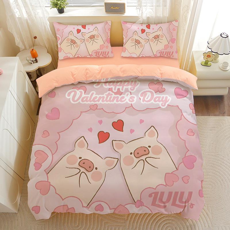Cute Pig Duvet Cover Cartoon Animal Theme Bedding Set For Kids Adults, Sweet Bedspread Cover Ultra SoftRoom Decor Bedclothes