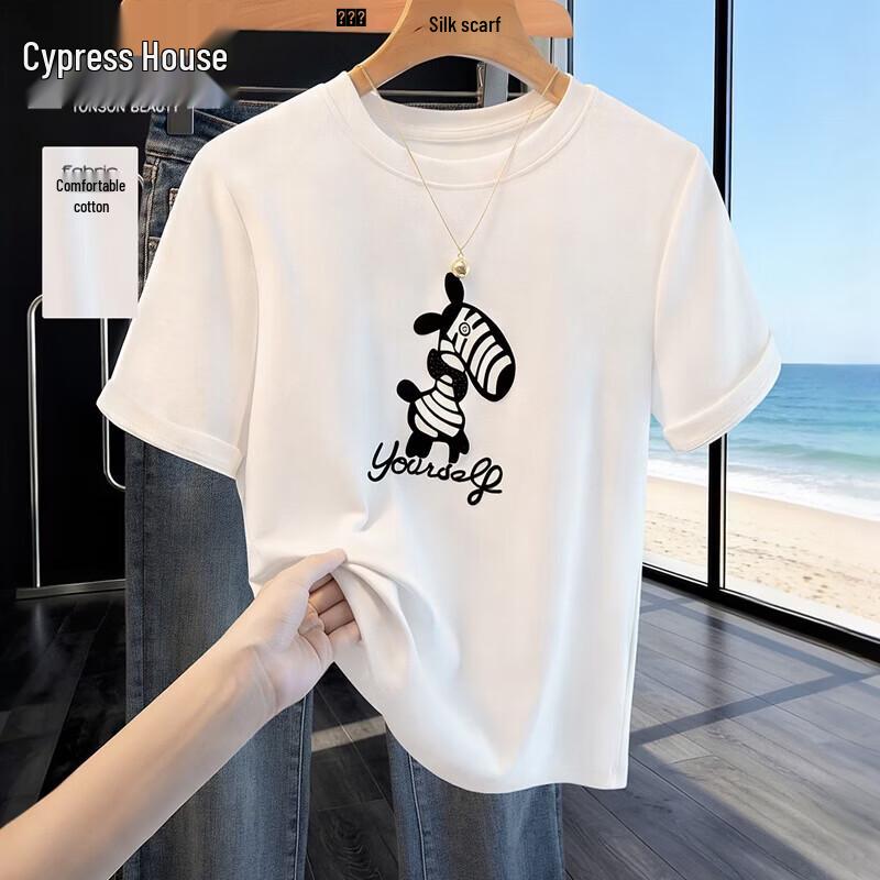 

Women s Cartoon Print Slim Fit Round Neck T-shirt One Size