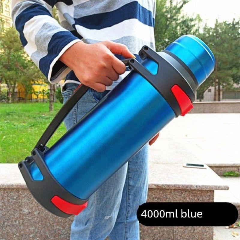 Car-Mounted Hot Water Bottle for Workers, 4000ml Ultra-Large Capacity Thermos Cup, Outdoor 304 Stainless Steel Cold-Keeping Cup for Driving