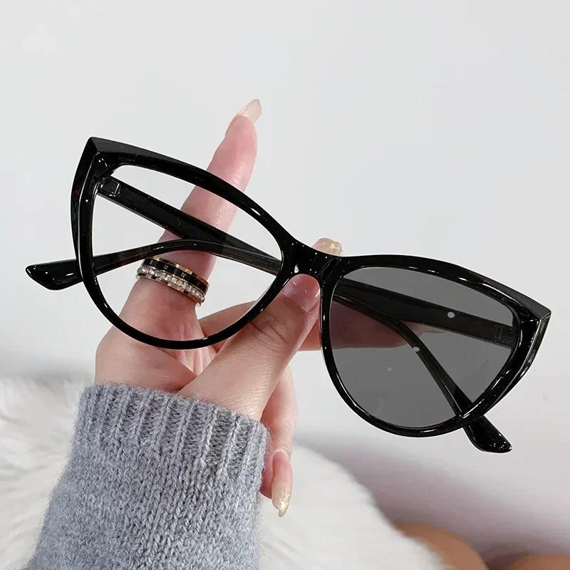 Fashion Retro Pochromic Glasses Vintage Cat Eye Women Men Color Change Eyeglasses Frame Chameleon Eyewear UV400 Sun Glasses