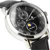 Salvatore Marra Moon Phase Multi-Calendar Men's Watch 5 ATM Water Resistant Leather Strap Silver Black SM21106-SSBK