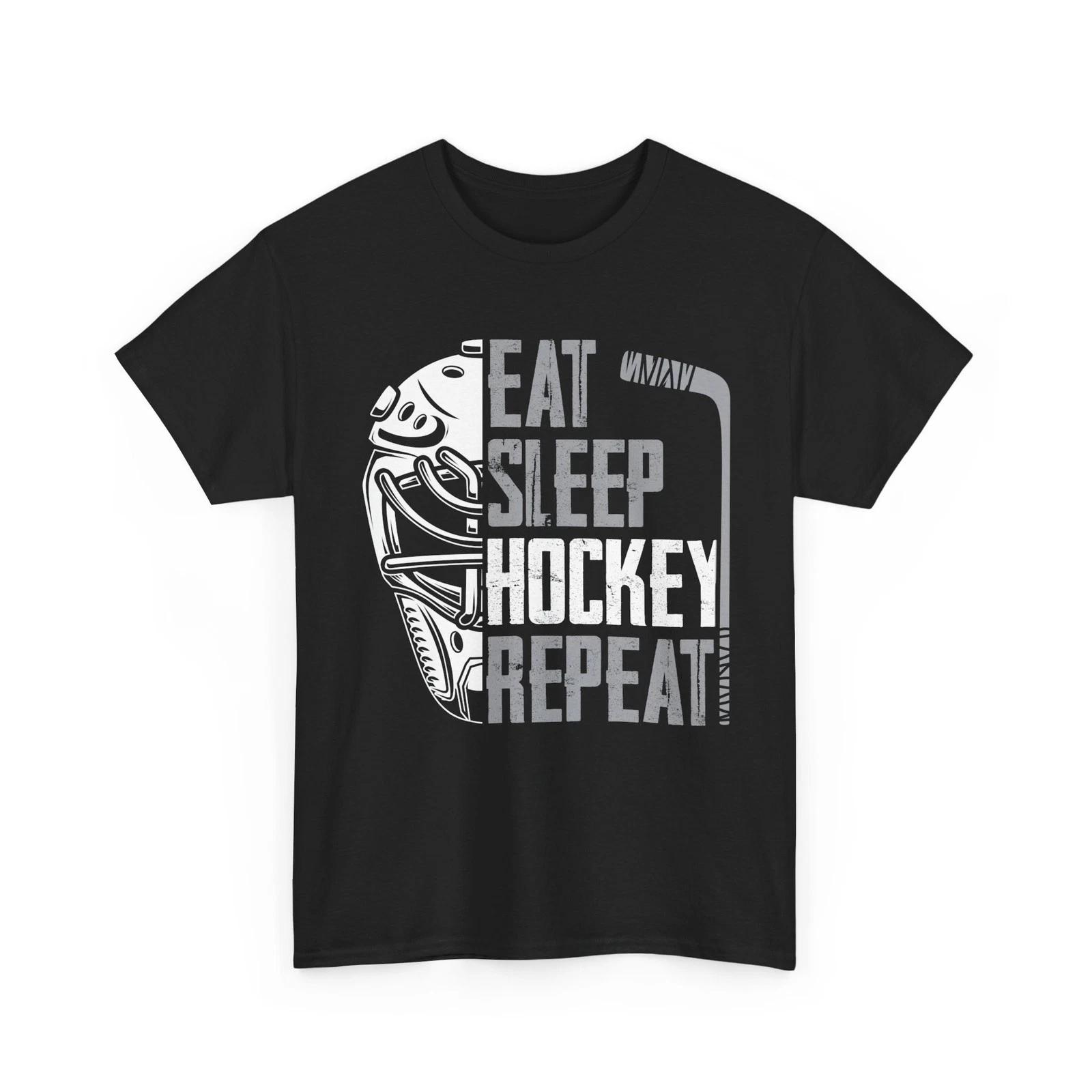 Hockey T shirt, Eat Sleep Hockey Repeat Ice Hockey Lovers Women Men Shirt 3XL