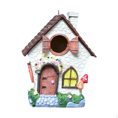 Hanging Bird House Outside Garden Decoration, Decorative Birdhouse, Rustic, Novelty Resin Hut