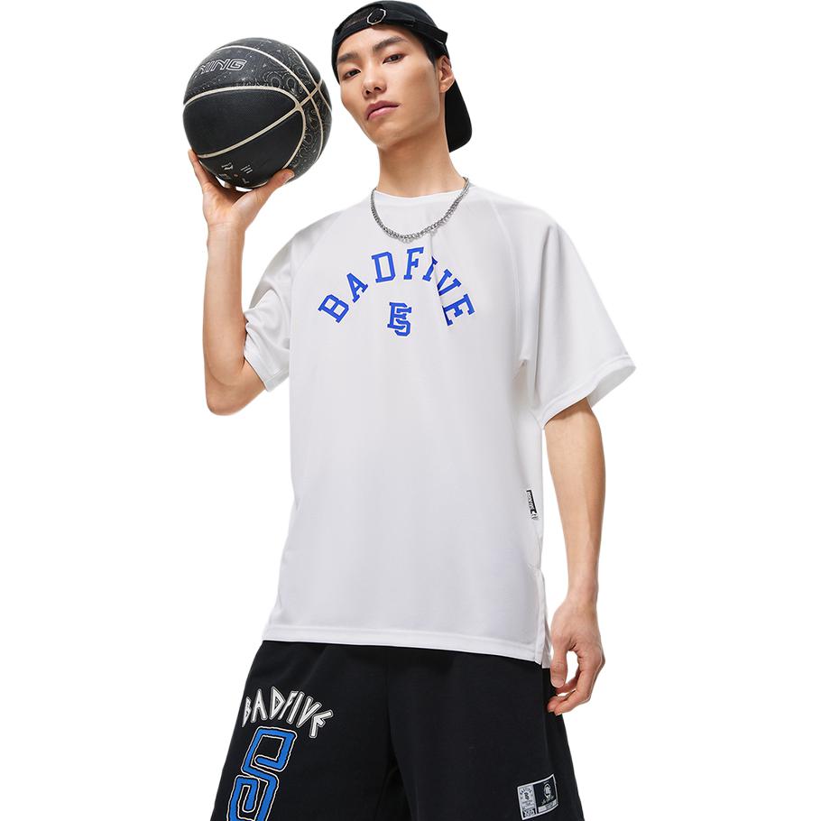Li-Ning Lining Badfive Mister Letter Print Pullover T-Shirt Men Tops Sky-Blue ATST087-3
