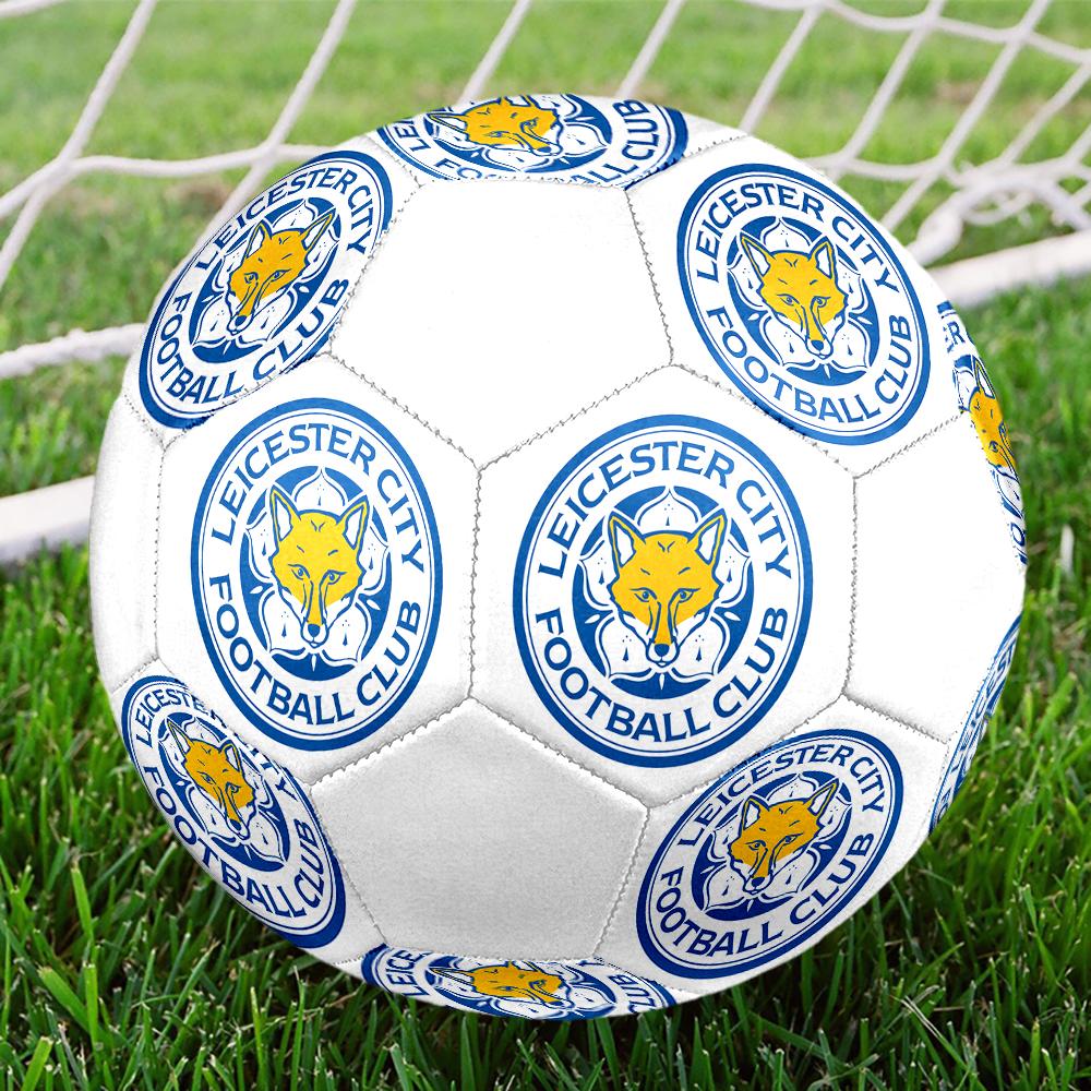 Pallone da Calcio Leicester City taglia 5, colorato, adatto a tutte le età, cucito a macchina, materiale PVC, qualità da competizione, durevole e ad alto rimbalzo