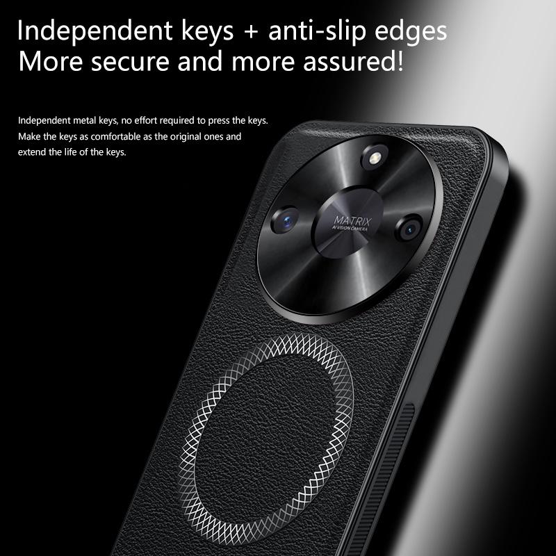 Für Honor X50 und Honor X50 GT Hülle Magnetisch Elegant Leder Verschleißfest Objektiv Vollständig Abgedeckt Rutschfester Griff Kantenschutzschale