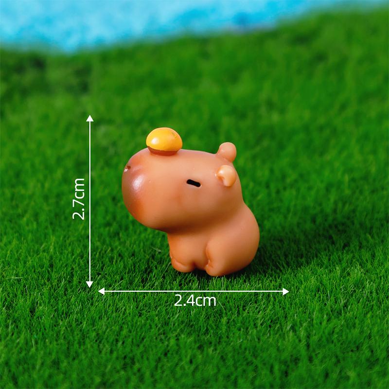 Miniature Cartoon Capybara Model Figurine Desk Garden Landscape Ornament Resin Craft Home Office Decor Car Desktop Knickknacks