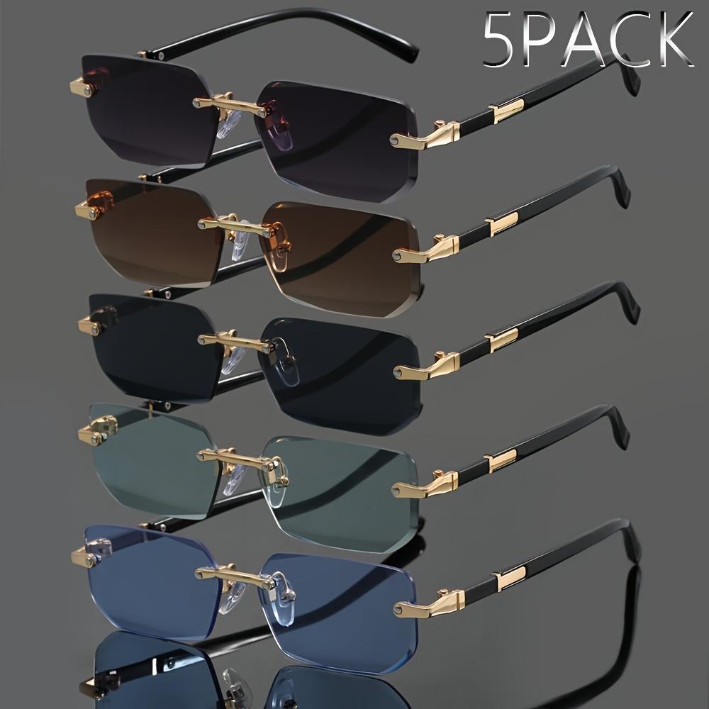 5 Stück Herren- und Damenrandlose Metallmodebrillen Klassische Retro Trendige Brillen für Sommerpartys Lässige Straßenfotografie