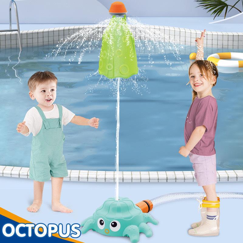 Kid Octopus Sprinkler Rotating Water Spray Toy Splashing Summer Backyard Garden Yard Lawns Beach Fun Toy Cartoon Outdoor Game