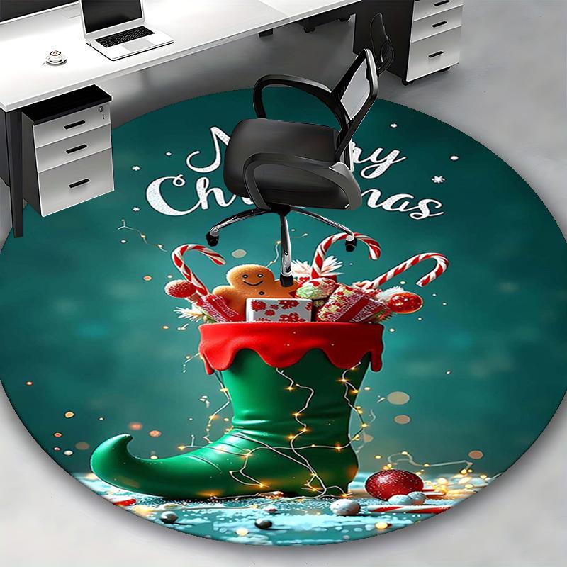 1pc Christmas Elf Boot Chair Mat - Anime Cartoon Design, Non-Slip Carpet for Office Chair, Festive Gift, Seasonal Decor, Living Room, Bedroom, Game Ro