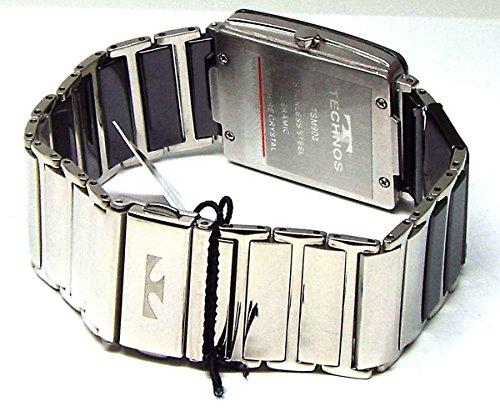 TECHNOS Men's Watch Classic Ceramic Black Dial Genuine Leather Bracelet Set TSM903TB-SET