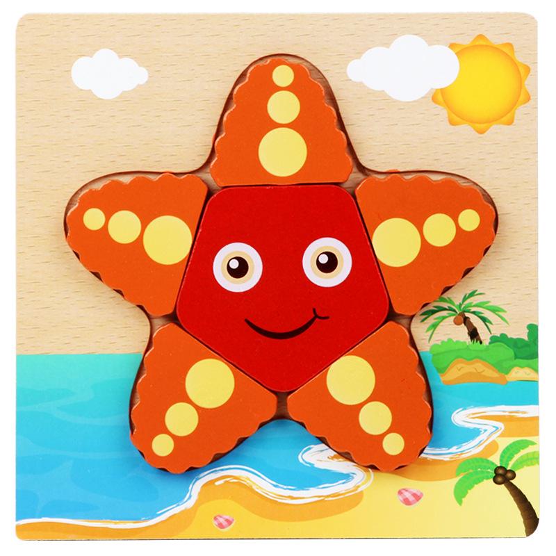 High Quality 3D Wooden Puzzles Educational Cartoon Animals Early Learning Cognition Intelligence Puzzle Game For Children Toys